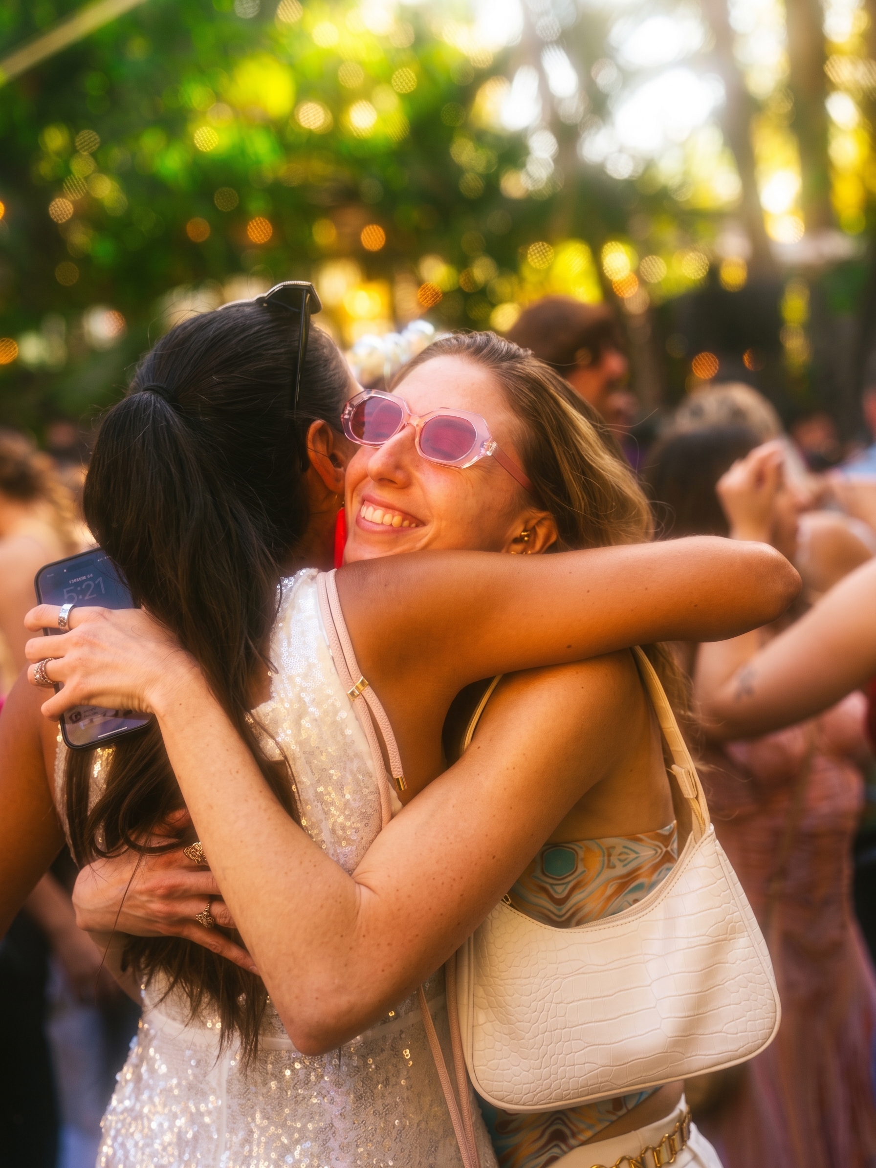 Two friends hugging on the Season 1 dance floor